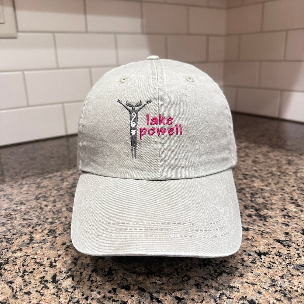 Lake Powell Fahrenheit Baseball Cap Hat Mens One Size Khaki Cotton Leather Strap